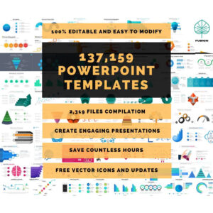 137,159 multipurpose PowerPoint templates mega bundle with editable business, education, marketing, and creative presentation slides compatible with Google Slides and Keynote