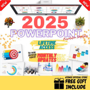 Preview collage of professional PowerPoint templates in multiple categories including business, education, marketing, infographics, timelines, and creative layouts in HD widescreen format.