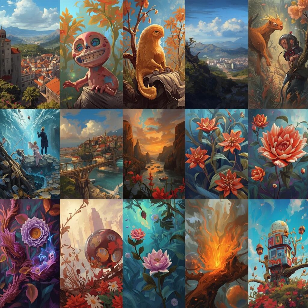 AI Image Generation Tool_ Showcase lots of stunning visuals and stuff Digital artwork created with AI Image Generator showcasing vibrant and creative designs